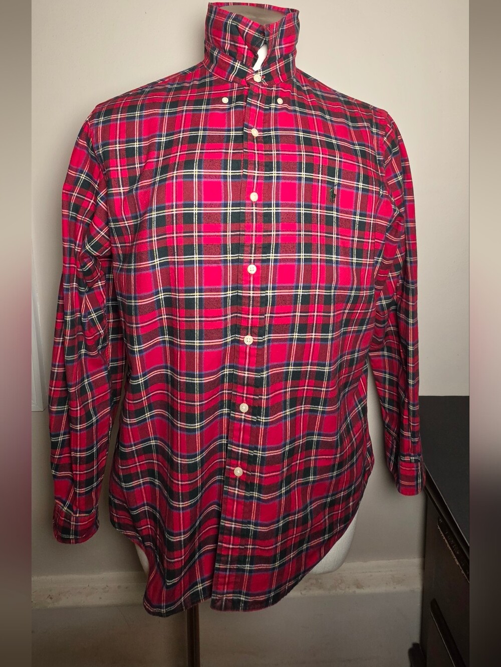 Ralph Lauren Red and Navy Plaid Button-Down Shirt